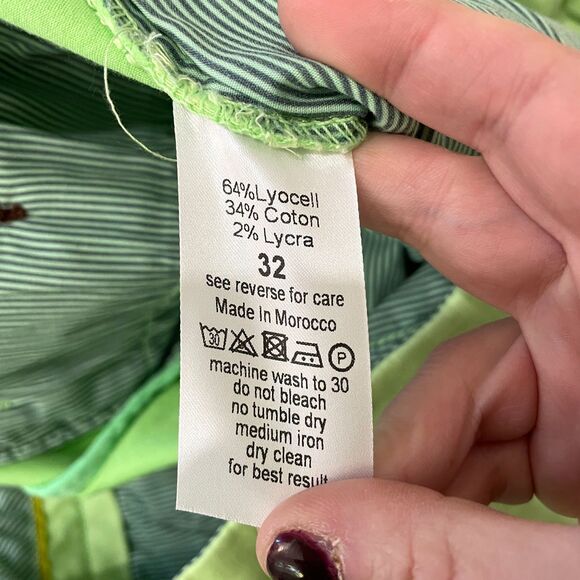 $110 Michael's NWT Mens 32 Green Cotton Blend Chino Shorts Preppy Sporty Stretch - Picture 7 of 7